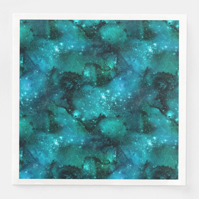 Serviette En Papier Teal Galaxy Series Design 6 (Devant)