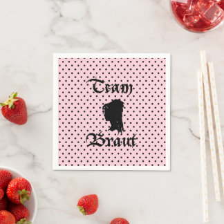 Serviette En Papier Team de la mariée texte avec des points rose