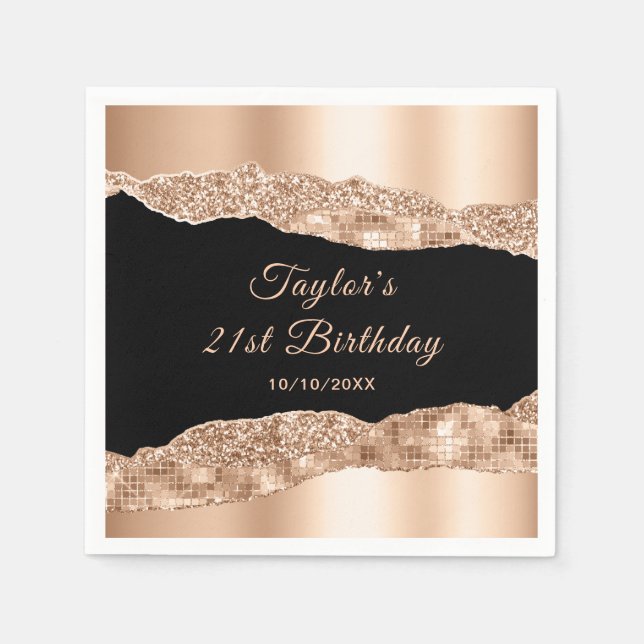 Serviette En Papier Tears rose Gold et Black Glam (Devant)