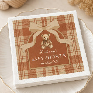 Serviette En Papier Teddies à carreaux classiques pour Baby Shower Pré