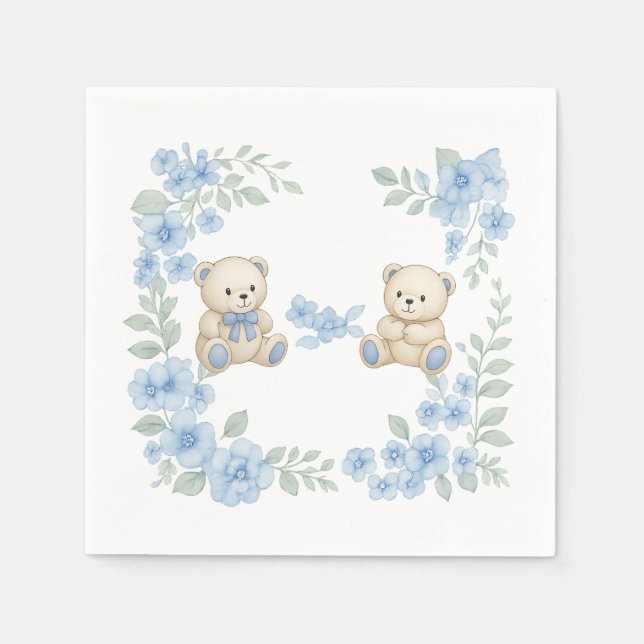 Serviette En Papier Teddy Bear Anniversaire de la fête Napkin (Devant)
