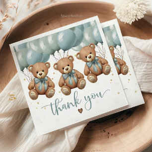 Serviette En Papier Teddy Bear Baby shower c'est TRIPLETS
