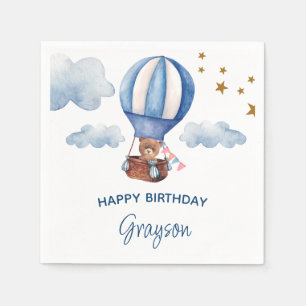 Serviette En Papier Teddy Bear Blue 1er anniversaire
