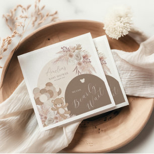 Serviette En Papier Teddy Bear Boho Bearly Wait Baby shower