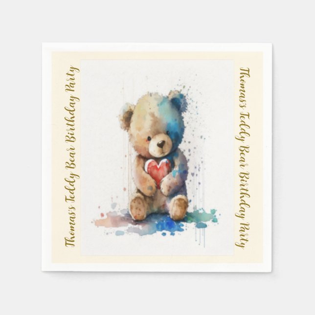Serviette En Papier Teddy Bear fête d'anniversaire (Devant)