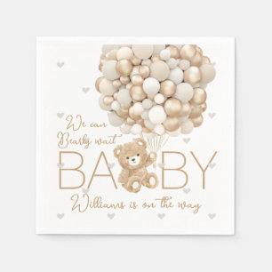 Serviette En Papier Teddy Bear Heart & Balloon Baby shower