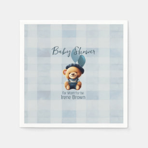 Serviette En Papier Teddy Bear Jean Baby shower Bleu