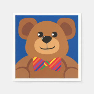 Serviette En Papier Teddy Bear Rainbow Cute 1ère fête anniversaire