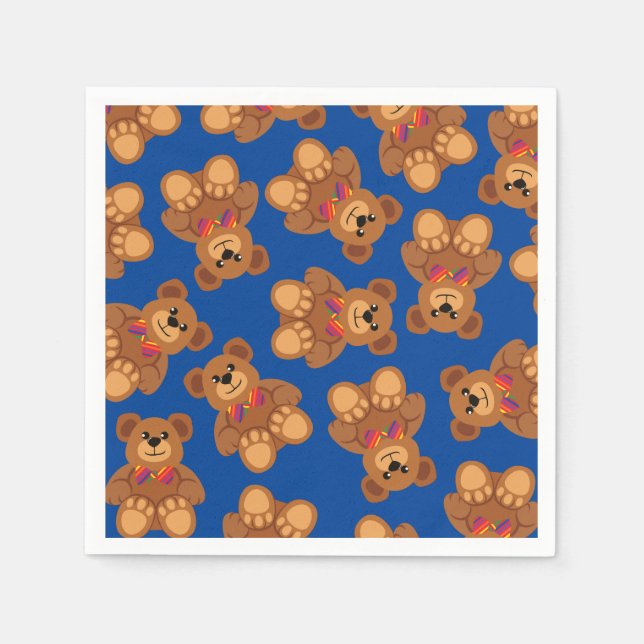 Serviette En Papier Teddy Bear Rainbow Cute 1ère fête anniversaire (Devant)