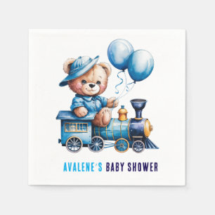 Serviette En Papier Teddy Bear sur un Baby shower de Garçon de train b