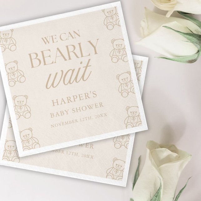 Serviette En Papier Teddy Bear We Can Bearly Wait Baby Shower (Créateur téléchargé)