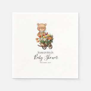 Serviette En Papier Teddy Floral Boy Rustic Blue