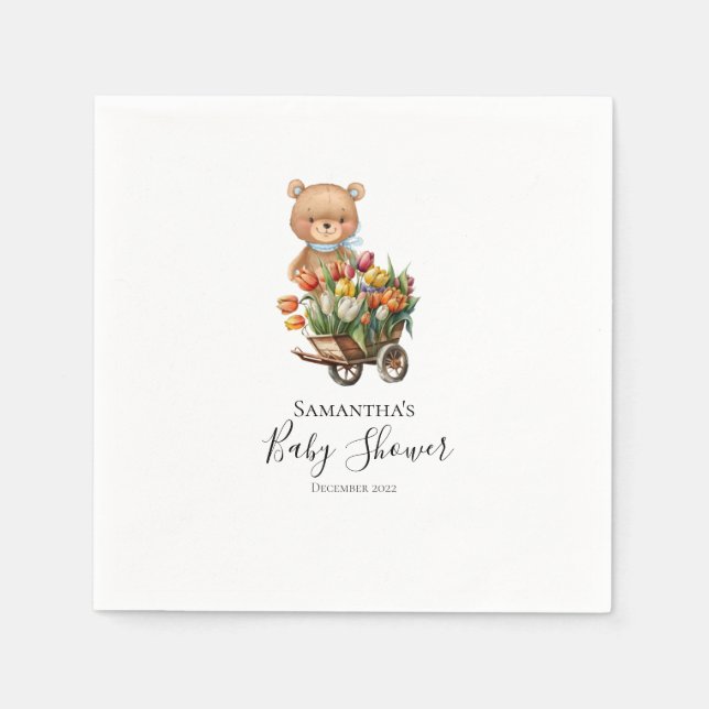 Serviette En Papier Teddy Floral Boy Rustic Blue (Devant)