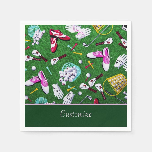 Serviette En Papier Tee Time Girly Golf (Devant)