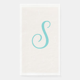 Serviette En Papier Télèbre sarcelle pastel monogramme en double Lin