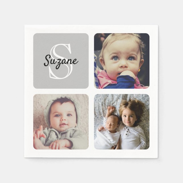 Serviette En Papier Téléchargez votre photo monogrammed (Devant)