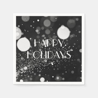 Serviette En Papier Tempête de neige Bokeh foncé Joyeuses Fêtes