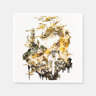 Serviette En Papier Temple de dragon de mythologie asiatique majestueu