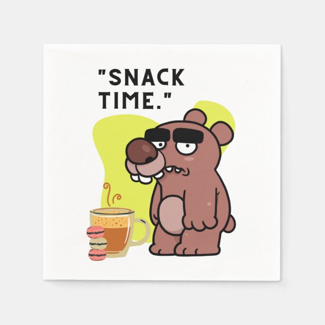 SERVIETTE EN PAPIER TEMPS ! - ANIMAL-FUNNY- CAFÉ-COOKIES (Devant)