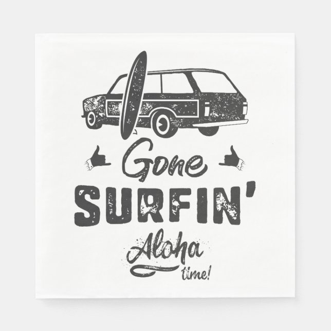 Serviette En Papier Temps de surf passé Aloha (Devant)