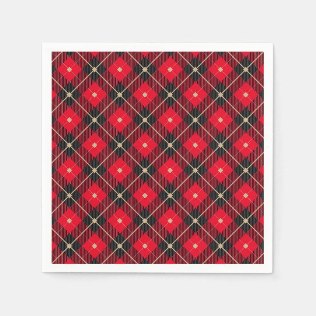 Serviette En Papier Tendance Black Red Plaid (Devant)