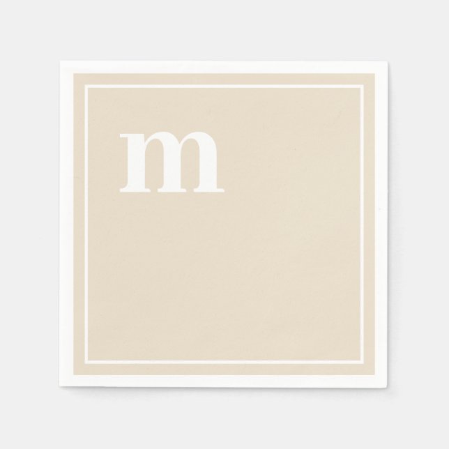 Serviette En Papier Tendance Bold Coque inférieur Monogramme Champagne (Devant)