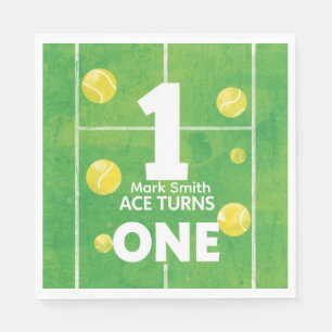 Serviette En Papier Tennis 1er anniversaire sur le court