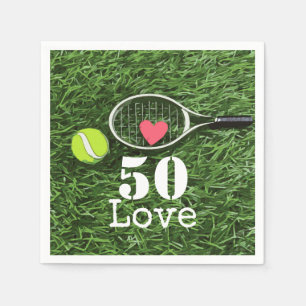 Serviette En Papier Tennis 50e Anniversaire balle de tennis et numéro 
