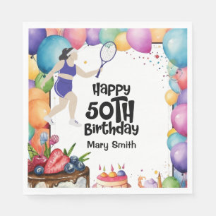 Serviette En Papier Tennis 50e anniversaire pour femme Joueur serviett