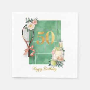 Serviette En Papier Tennis 50e anniversaire raquette de tennis balle