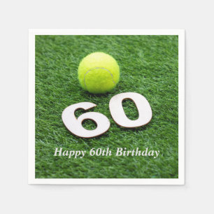 Serviette En Papier Tennis 60e anniversaire avec balle de tennis