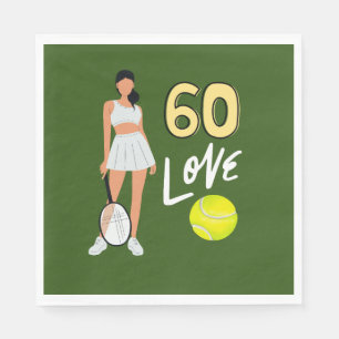 Serviette En Papier Tennis 60e anniversaire pour femme joueur