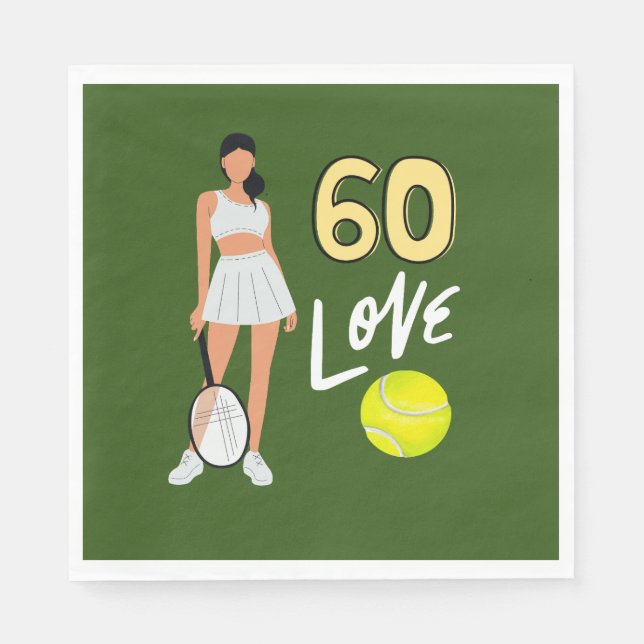 Serviette En Papier Tennis 60e anniversaire pour femme joueur (Devant)