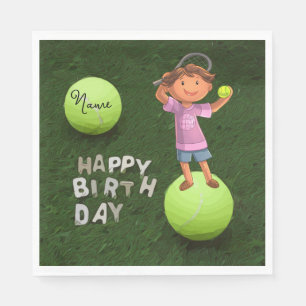 Serviette En Papier Tennis Anniversaire avec balles de tennis pour gar