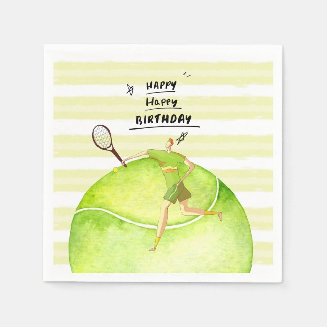 Serviette En Papier Tennis Anniversaire du joueur de tennis (Devant)