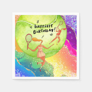 Serviette En Papier Tennis Anniversaire du joueur de tennis