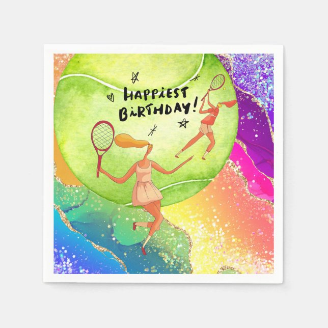 Serviette En Papier Tennis Anniversaire du joueur de tennis (Devant)