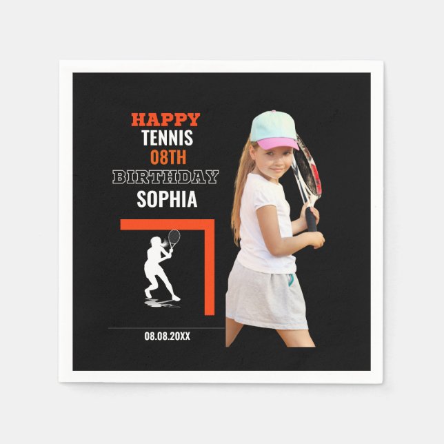 Serviette En Papier Tennis Birthday, Tennis Girl Player  (Devant)