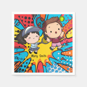 Serviette En Papier Tennis Enfant fête d'anniversaire Arrière - plan A