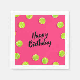 Serviette En Papier Tennis Joyeux Anniversaire avec balles