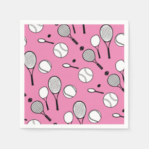 Serviette En Papier Tennis rose noir