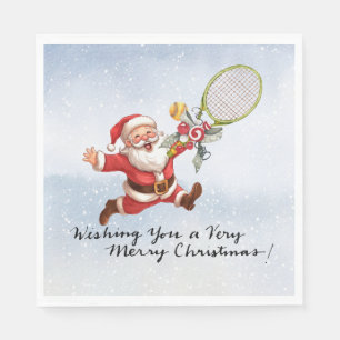 Serviette En Papier Tennis Santa Claus avec cadeau pour Noël