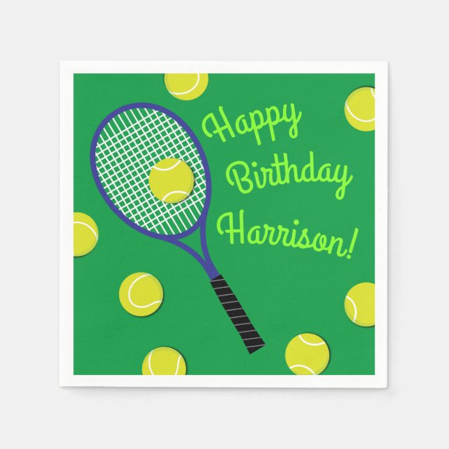 Serviette En Papier Tennis Sports Anniversaire (Devant)