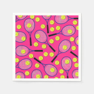 Serviette En Papier Tennis Sports Anniversaire fête rose