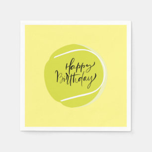 Serviette En Papier Tennis sur jaune Joyeux Anniversaire