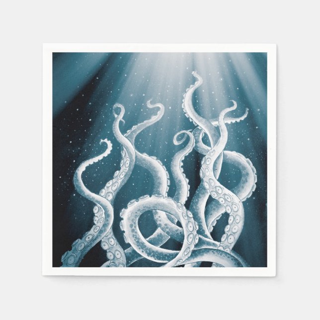 Serviette En Papier Tentacles Galaxy Blue Moon Rays (Devant)