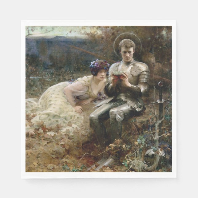 Serviette En Papier Tentation de Sir Percival (Chevalier médiéval) (Devant)