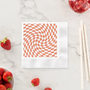 Serviette En Papier Teracotta Mariage Collection Vérifier À damiers