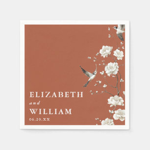 Serviette En Papier Terracotta Chinoiserie Floral Garden Wedding