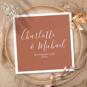 Serviette En Papier Terracotta Elegant Script Minimaliste